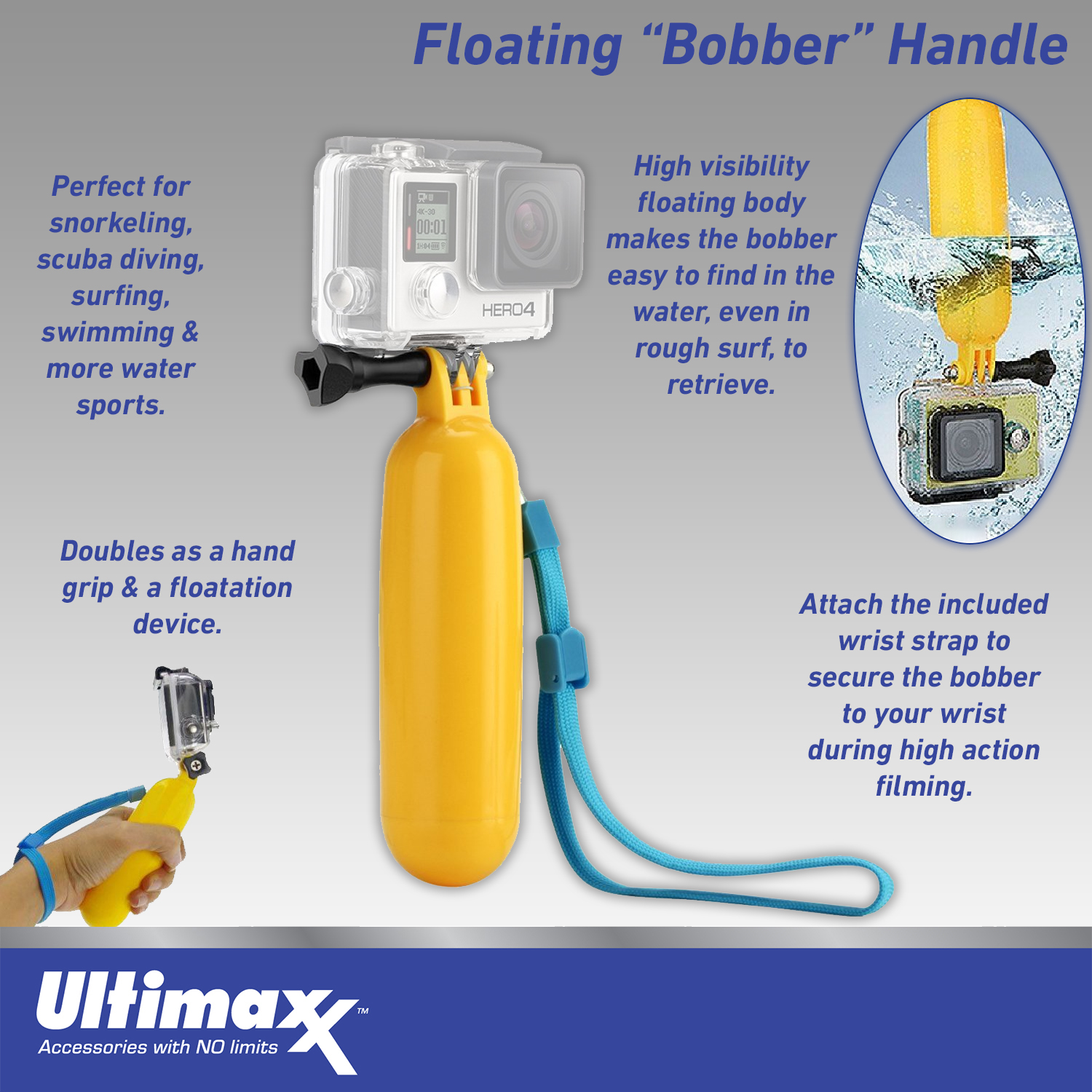 Floating Bobber Hand Grip for Action Cameras - Ultimaxx