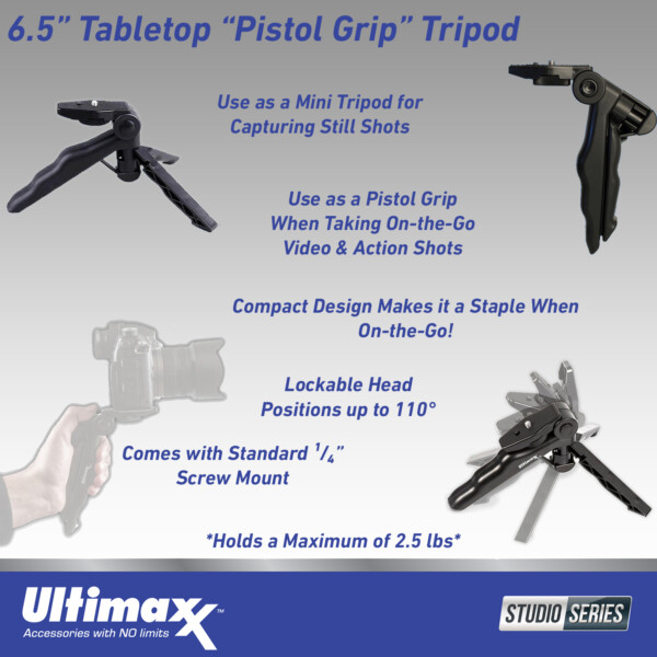 pistol grip tripod infographic